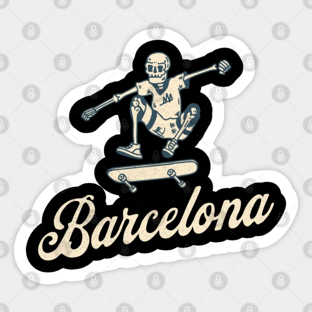 Barcelona Bony Skaters Skateboarding Vacationing Sticker by Contentarama